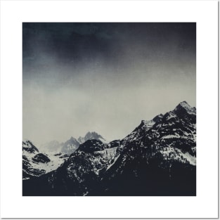 Misty Dark Mountains Posters and Art